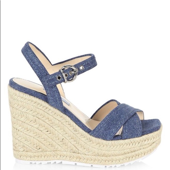 [prada] denim espadrille wedge - Picture 2 of 6